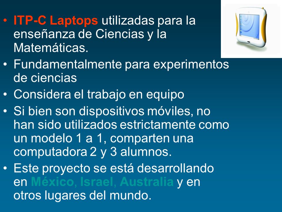 ITP-C Laptops utilizadas para la enseñanza de Ciencias y la Matemáticas.