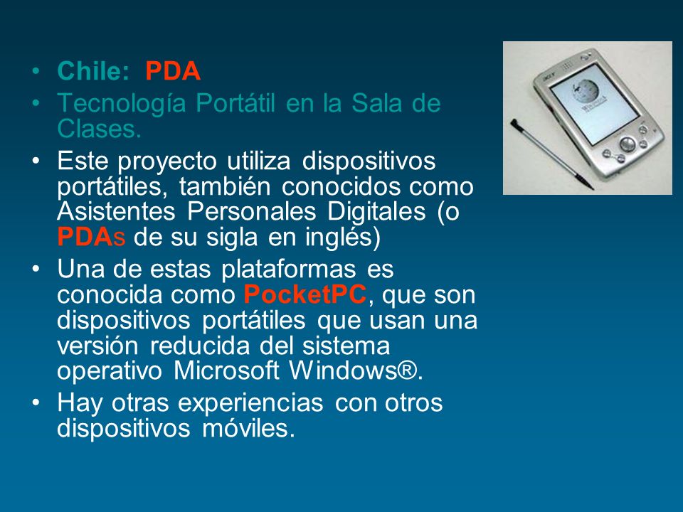 Chile: PDA Tecnología Portátil en la Sala de Clases.