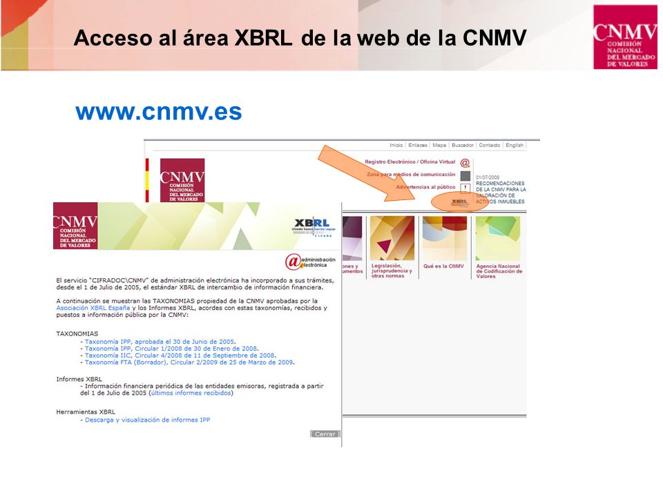 Acceso al área XBRL de la web de la CNMV