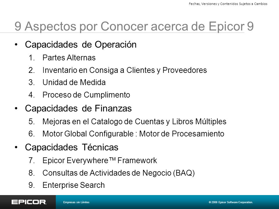9 Aspectos por Conocer acerca de Epicor 9