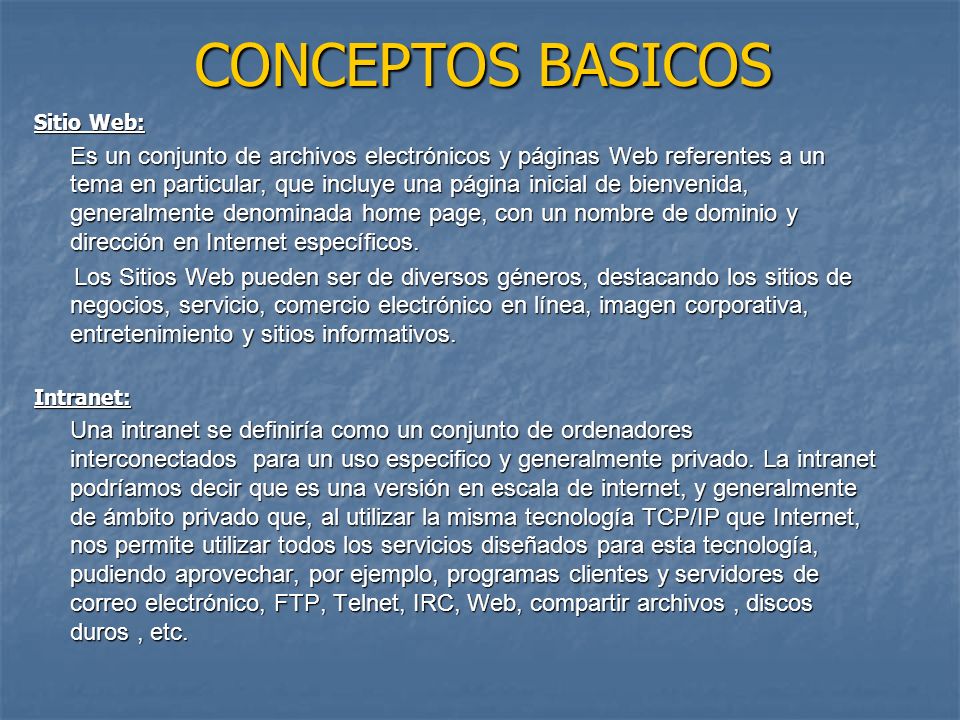 CONCEPTOS BASICOS Sitio Web: