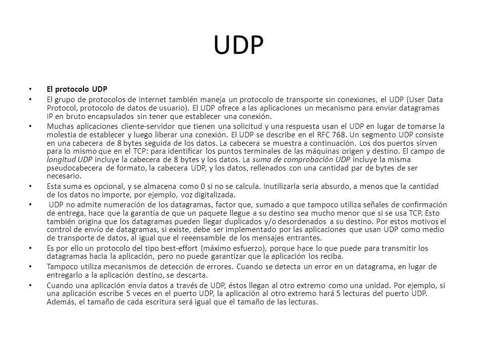 UDP El protocolo UDP.
