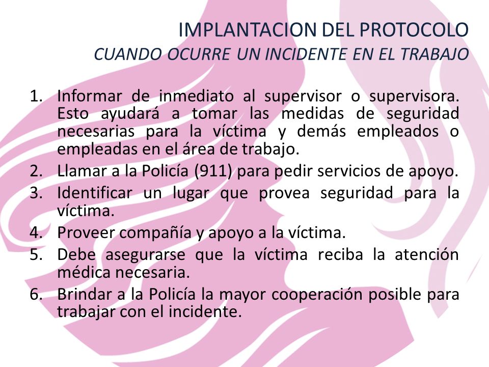 IMPLANTACION DEL PROTOCOLO CUANDO OCURRE UN INCIDENTE EN EL TRABAJO