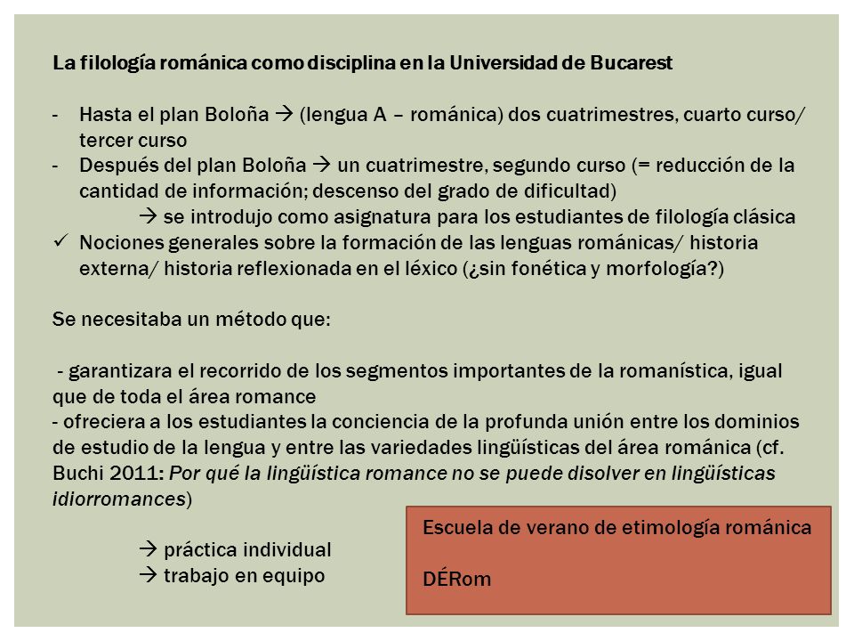La filología románica como disciplina en la Universidad de Bucarest