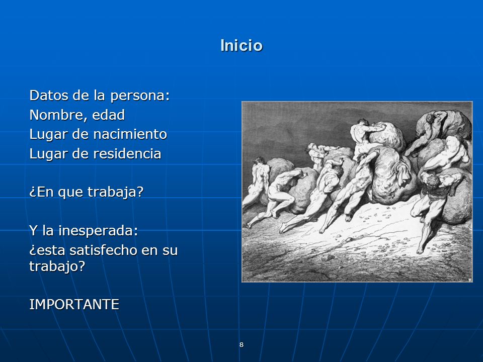 Inicio Datos de la persona: Nombre, edad Lugar de nacimiento