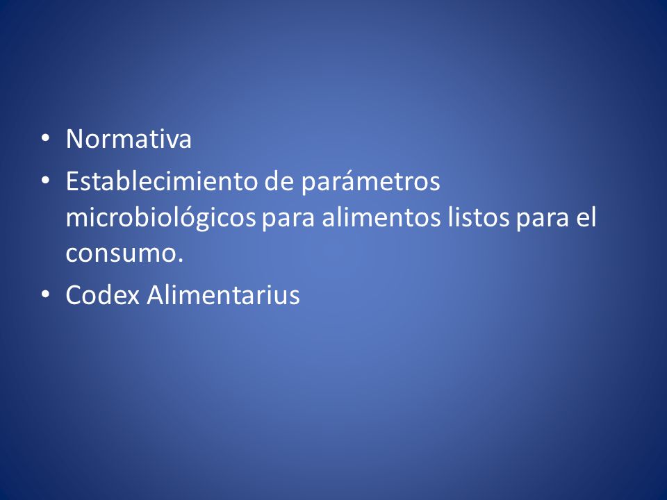 Normativa Establecimiento de parámetros microbiológicos para alimentos listos para el consumo.