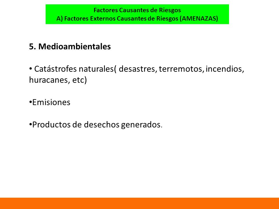 Productos de desechos generados.