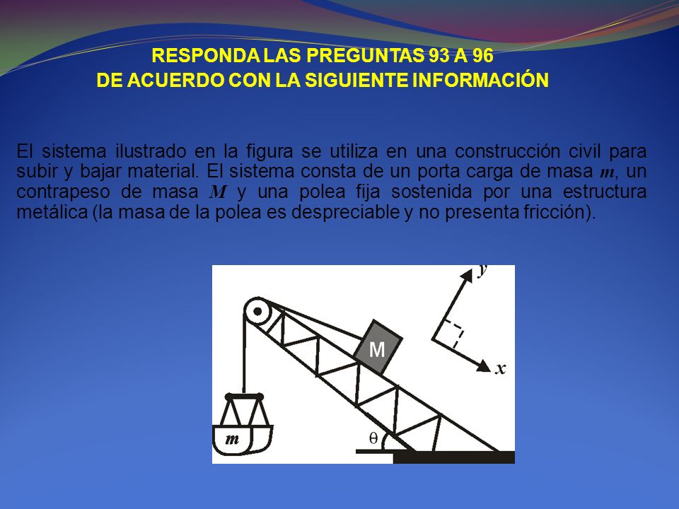 RESPONDA LAS PREGUNTAS 93 A 96 DE ACUERDO CON LA SIGUIENTE INFORMACIÓN