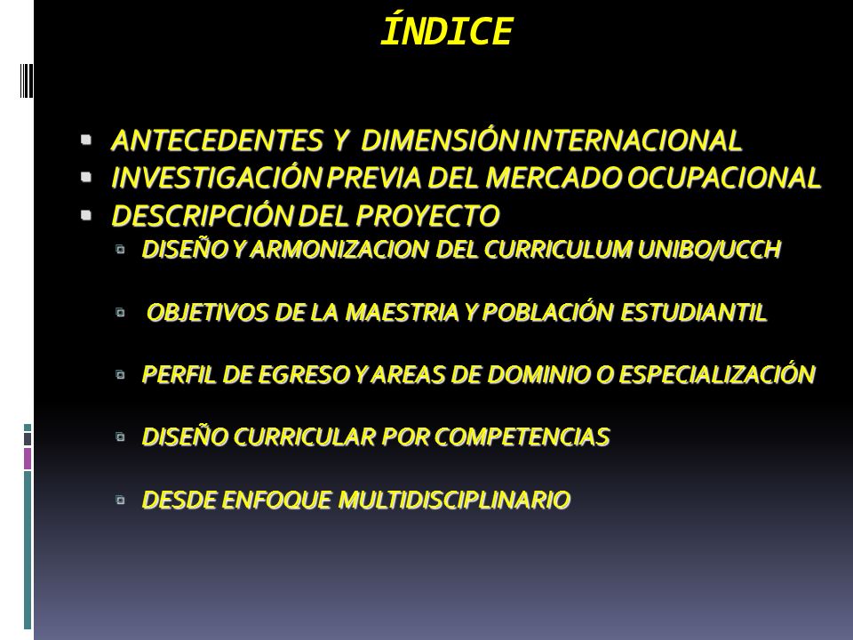 ÍNDICE ANTECEDENTES Y DIMENSIÓN INTERNACIONAL