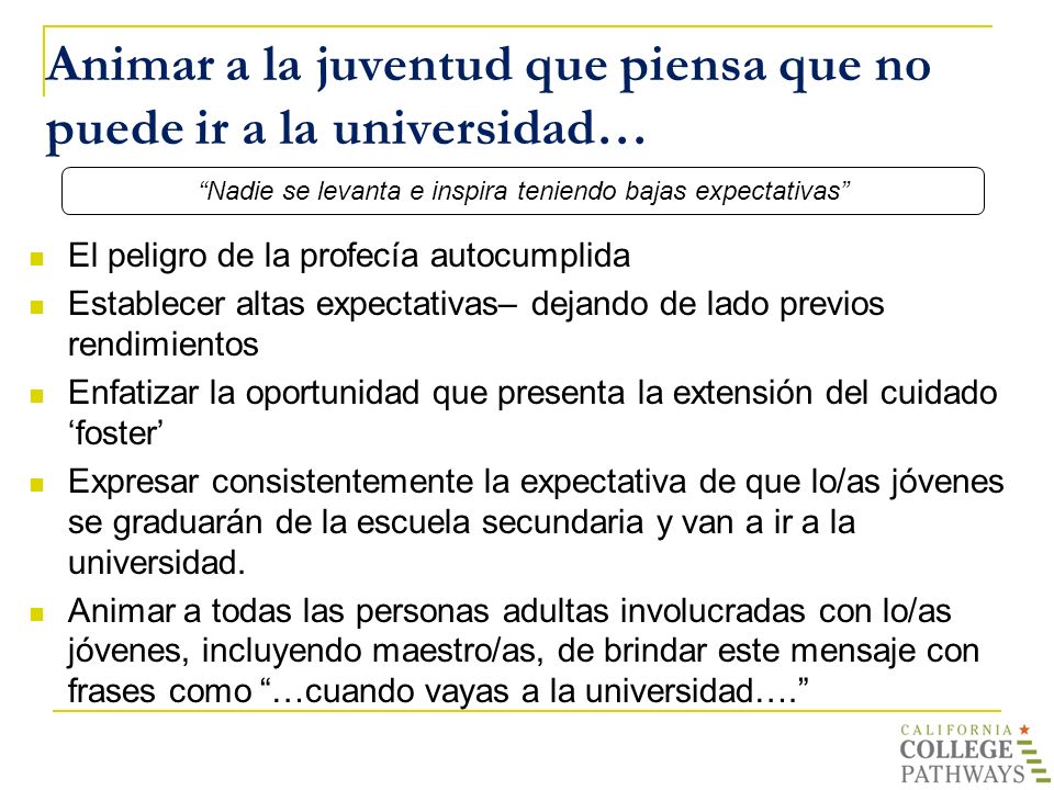 Animar a la juventud que piensa que no puede ir a la universidad…