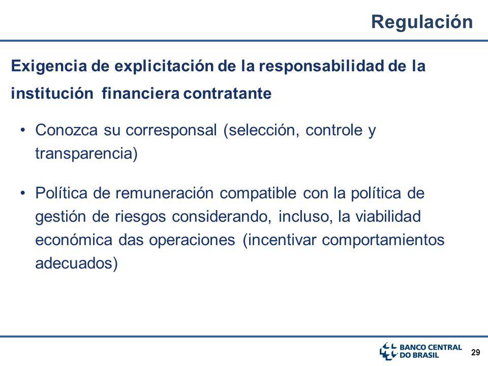 Regulación Exigencia de explicitación de la responsabilidad de la institución financiera contratante.