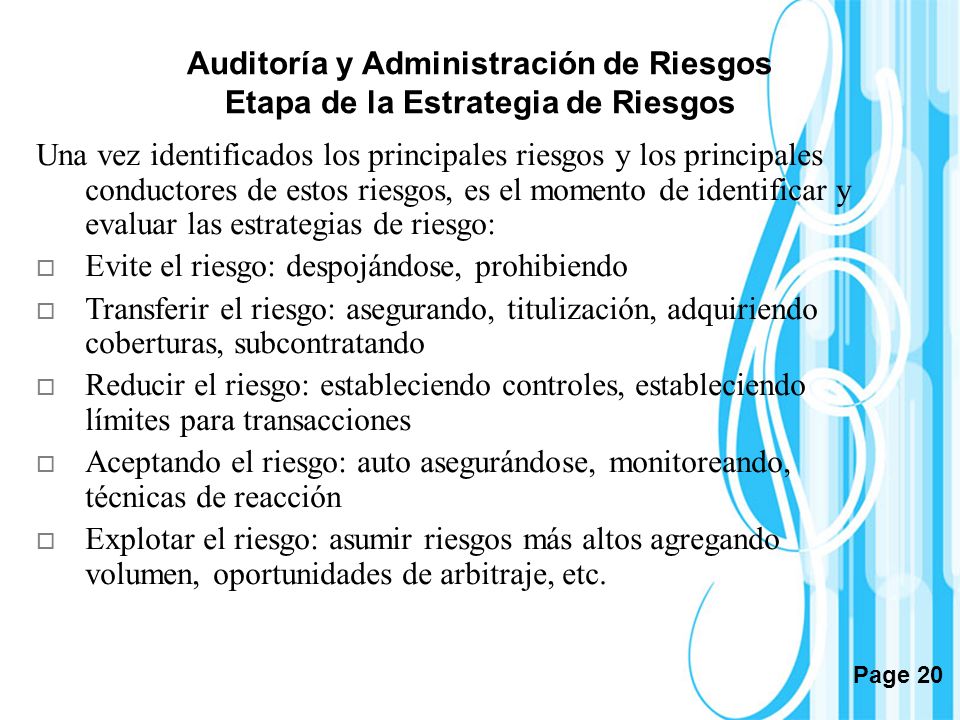 Auditoría y Administración de Riesgos Etapa de la Estrategia de Riesgos