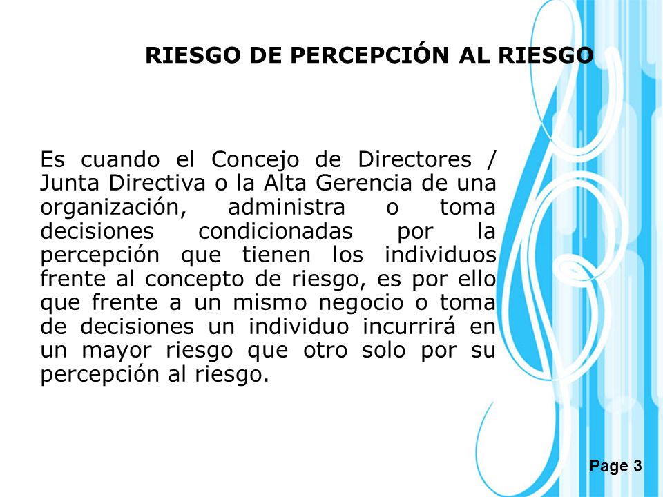 RIESGO DE PERCEPCIÓN AL RIESGO