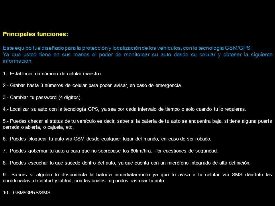 Principales funciones: