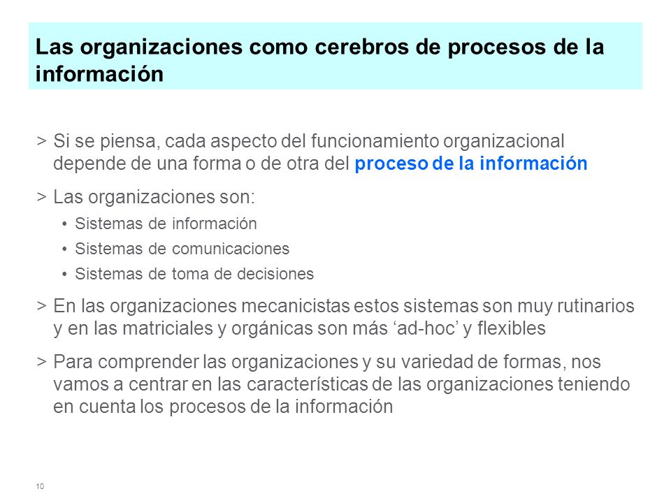 Las organizaciones como cerebros de procesos de la información
