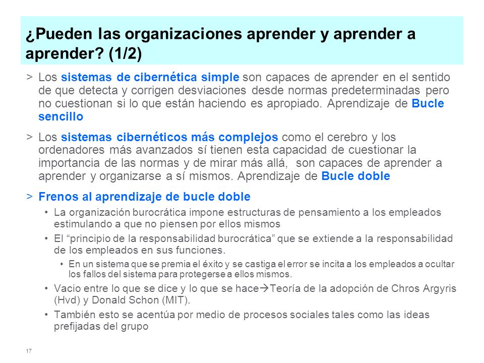 ¿Pueden las organizaciones aprender y aprender a aprender (1/2)