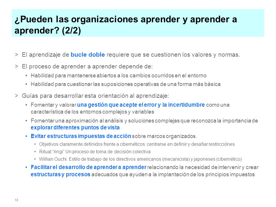 ¿Pueden las organizaciones aprender y aprender a aprender (2/2)
