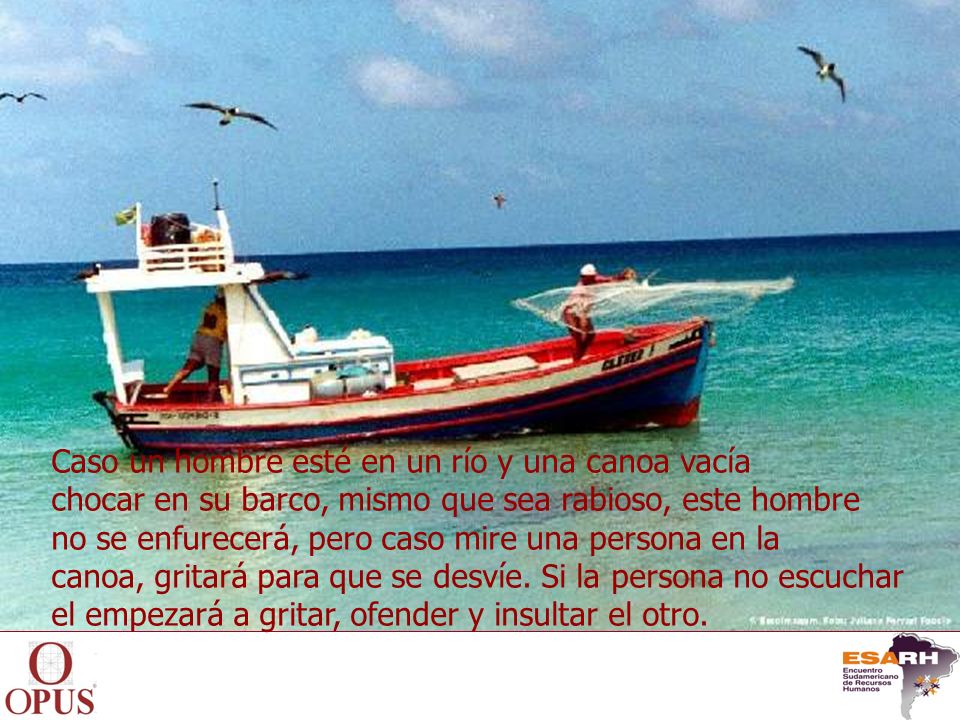 Caso un hombre esté en un río y una canoa vacía