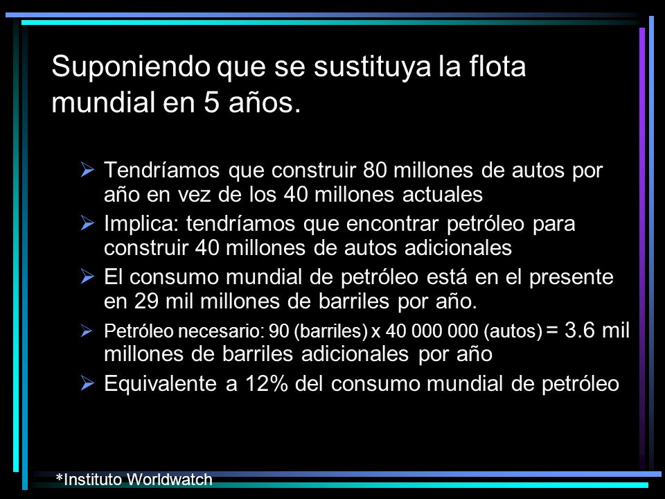 Suponiendo que se sustituya la flota mundial en 5 años.