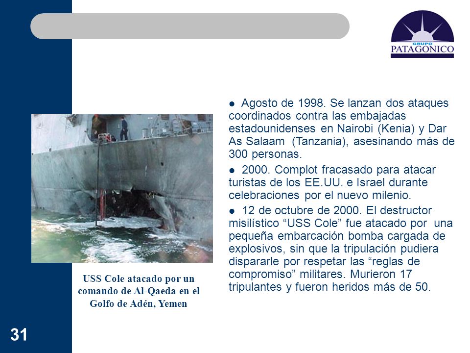 USS Cole atacado por un comando de Al-Qaeda en el Golfo de Adén, Yemen