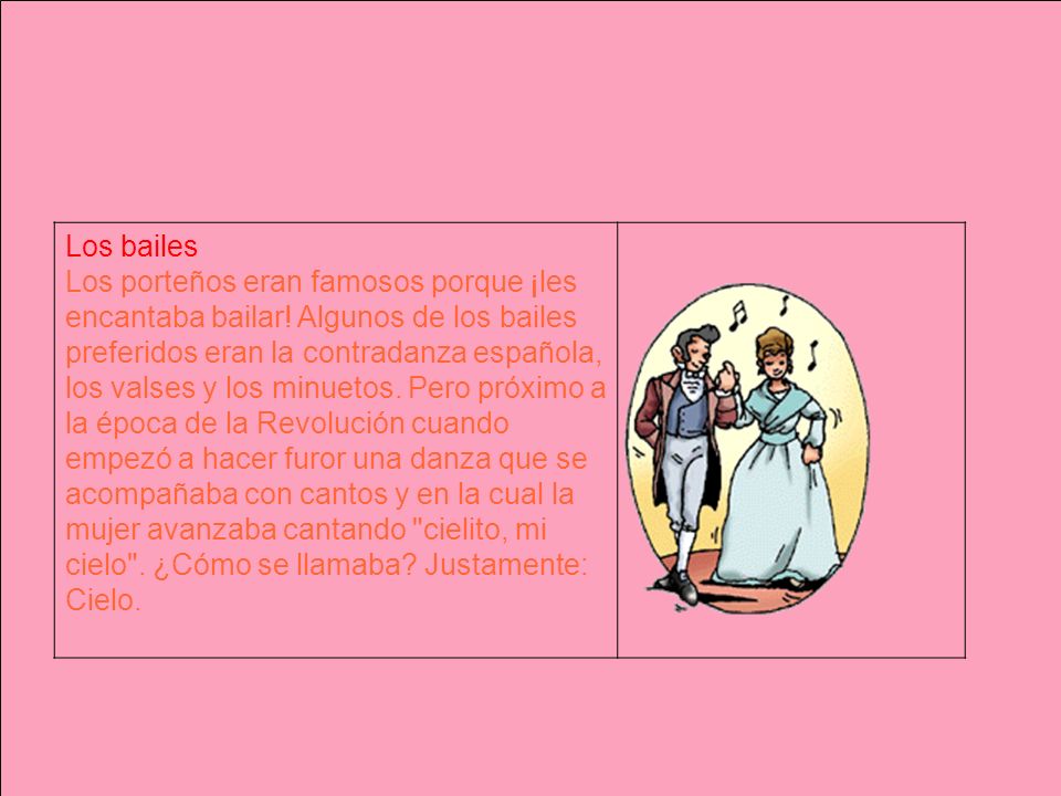 Los bailes Los porteños eran famosos porque ¡les encantaba bailar