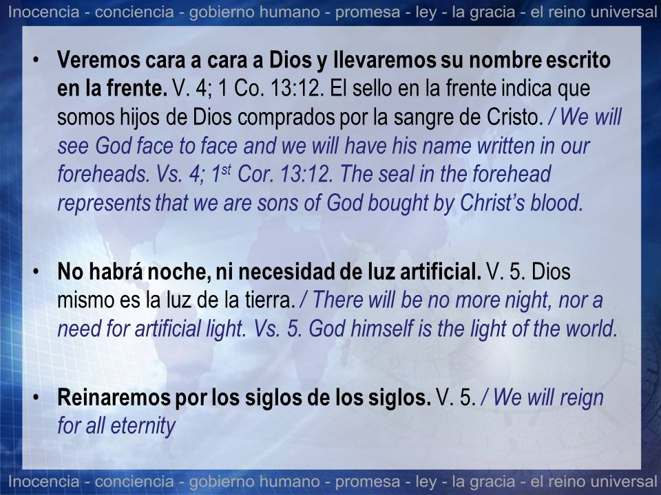 Veremos cara a cara a Dios y llevaremos su nombre escrito en la frente