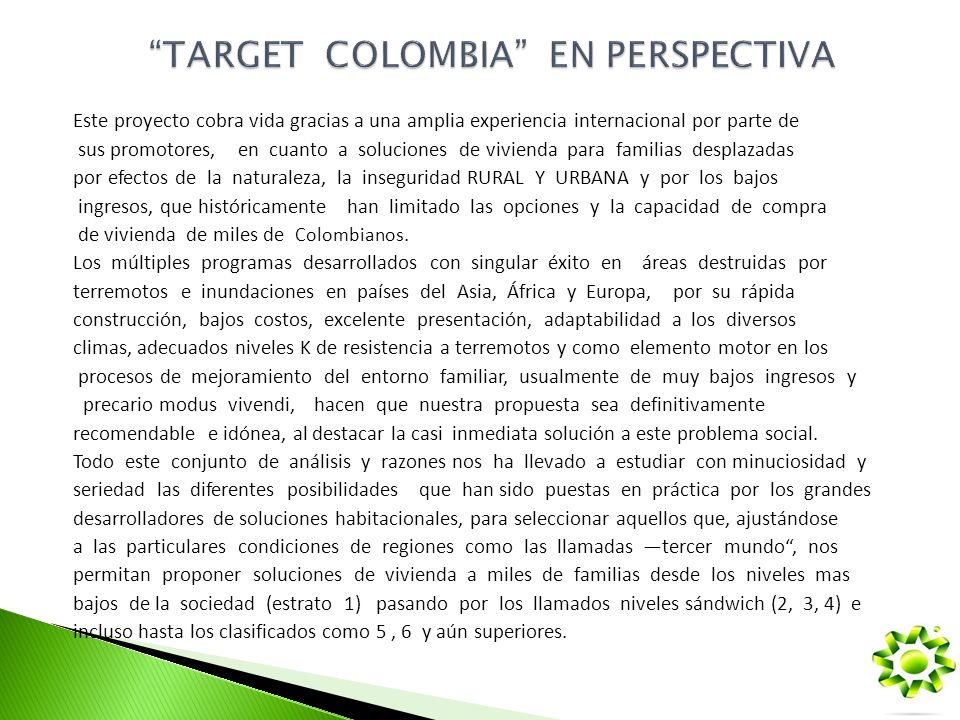 TARGET COLOMBIA EN PERSPECTIVA
