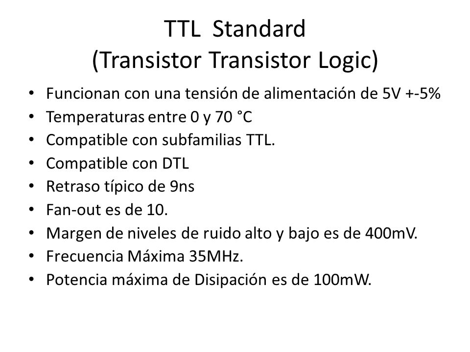 TTL Standard (Transistor Transistor Logic)
