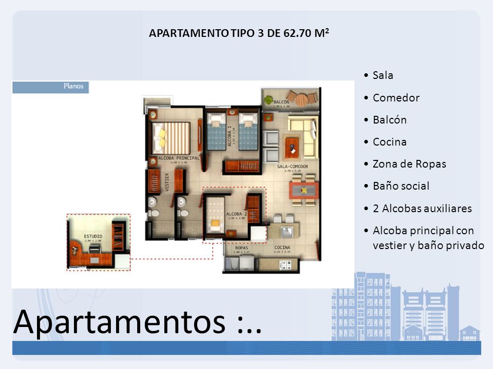 Apartamentos :.. APARTAMENTO TIPO 3 DE M2 Sala Comedor Balcón