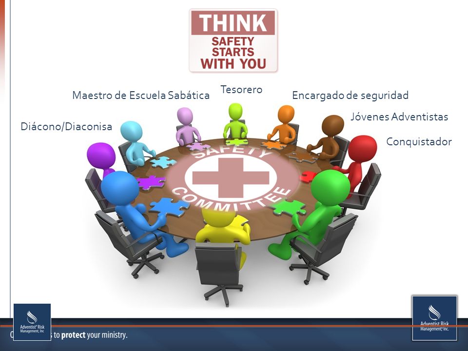 Tesorero Maestro de Escuela Sabática. Encargado de seguridad. Jóvenes Adventistas. Diácono/Diaconisa.