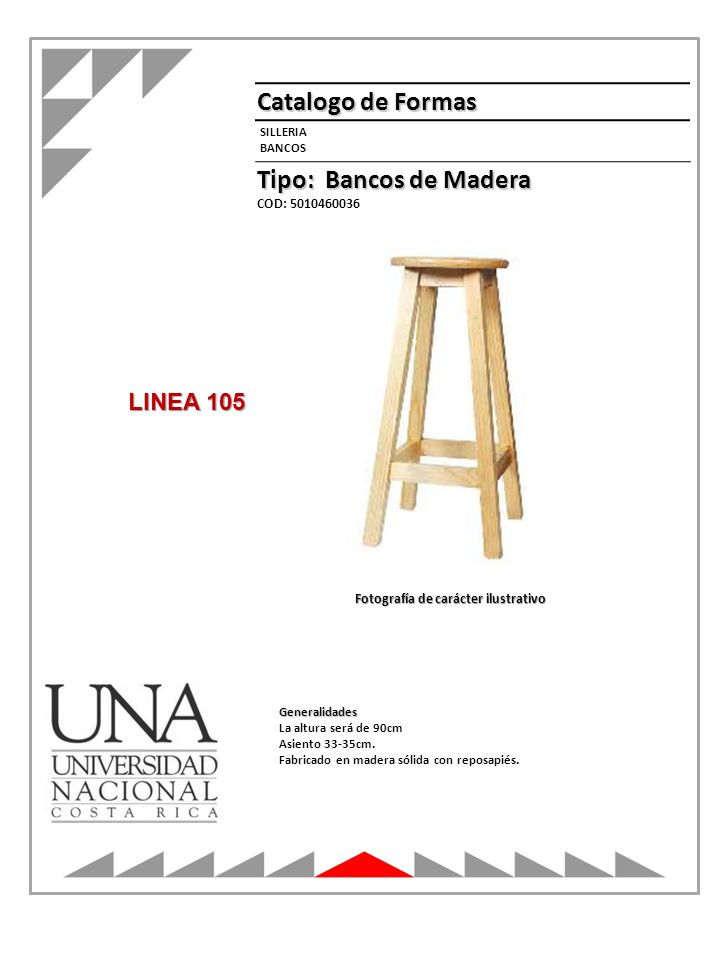 Catalogo de Formas Tipo: Bancos de Madera LINEA 105 SILLERIA BANCOS