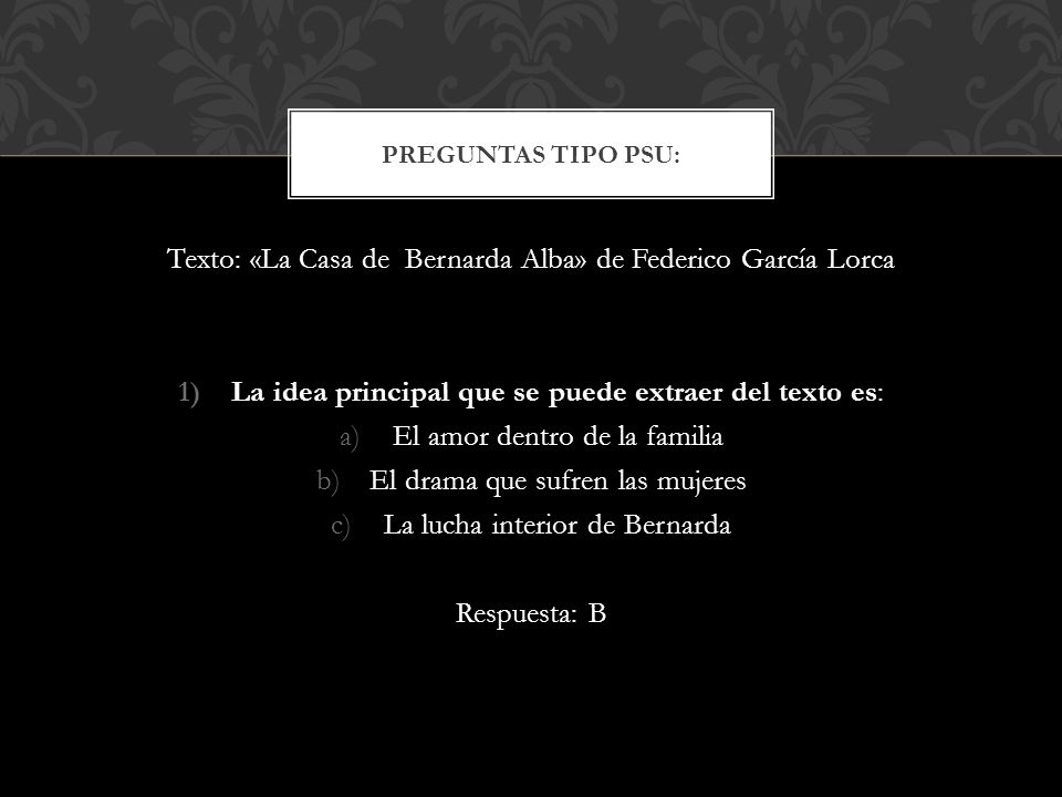 Texto: «La Casa de Bernarda Alba» de Federico García Lorca