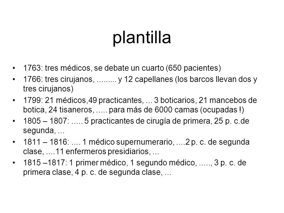 plantilla 1763: tres médicos, se debate un cuarto (650 pacientes)