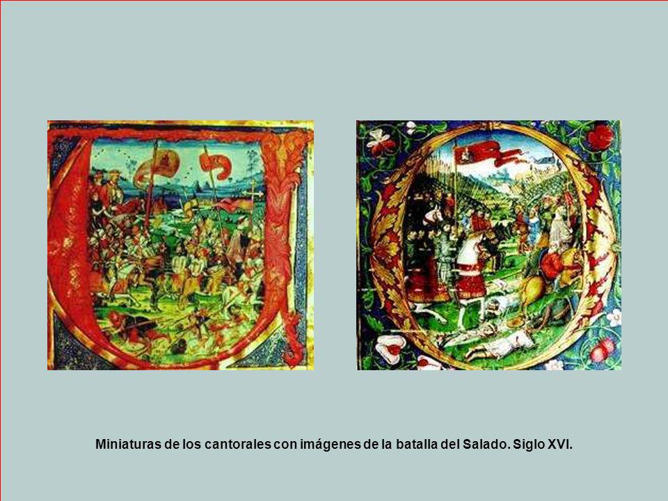 Miniaturas de los cantorales con imágenes de la batalla del Salado