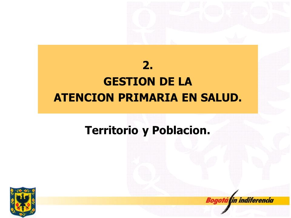 2. GESTION DE LA ATENCION PRIMARIA EN SALUD. Territorio y Poblacion.