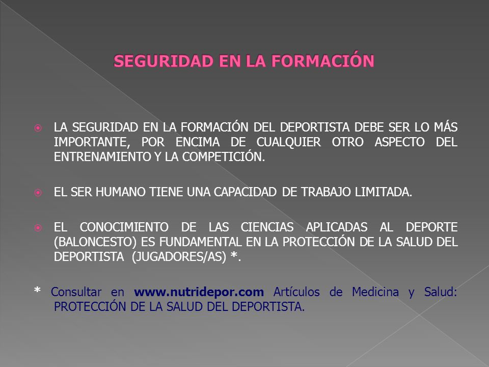 SEGURIDAD EN LA FORMACIÓN