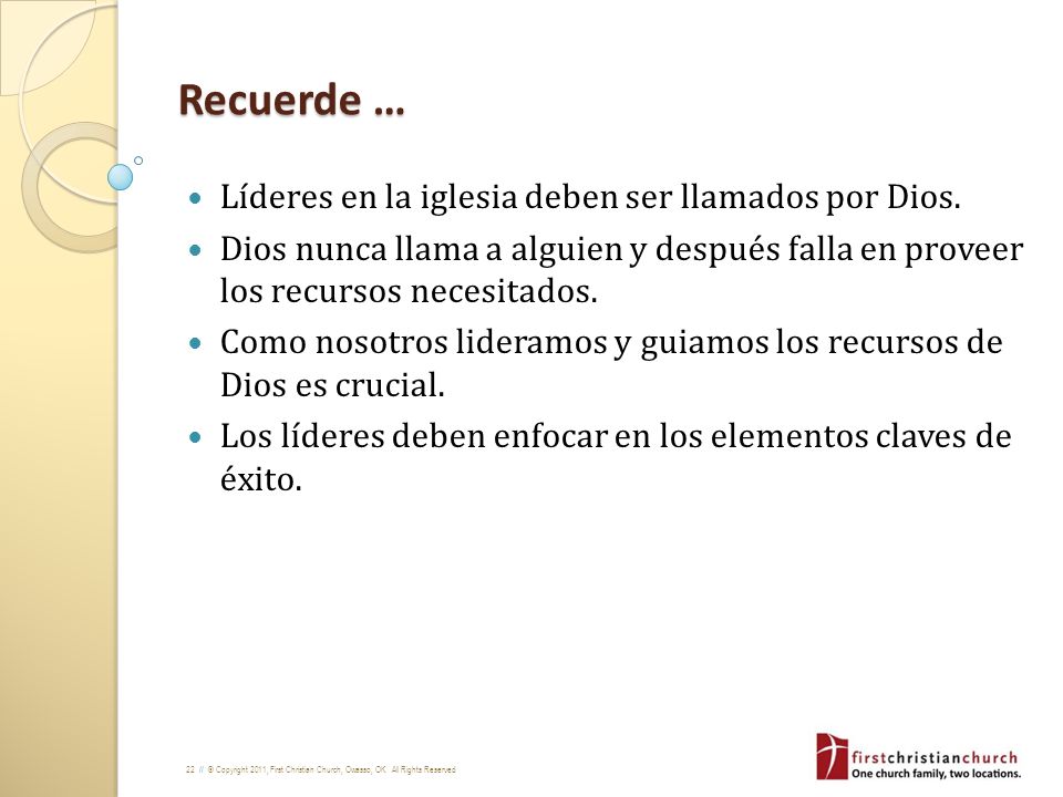 Recuerde … Líderes en la iglesia deben ser llamados por Dios.