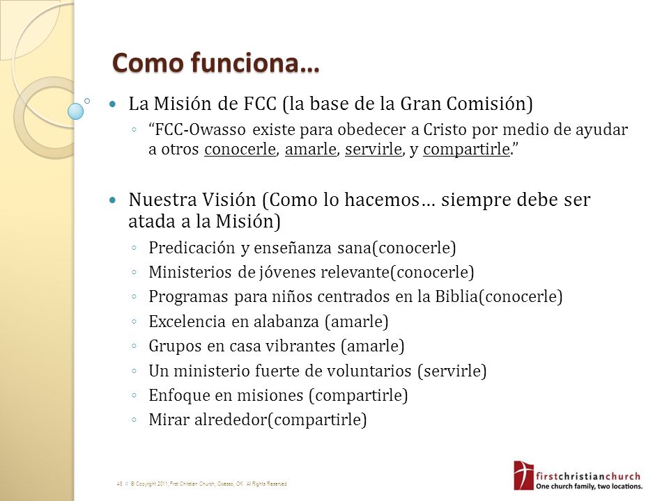 Como funciona… La Misión de FCC (la base de la Gran Comisión)