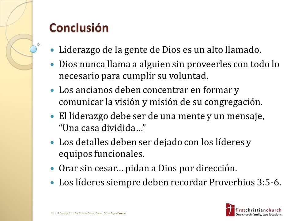 Conclusión Liderazgo de la gente de Dios es un alto llamado.