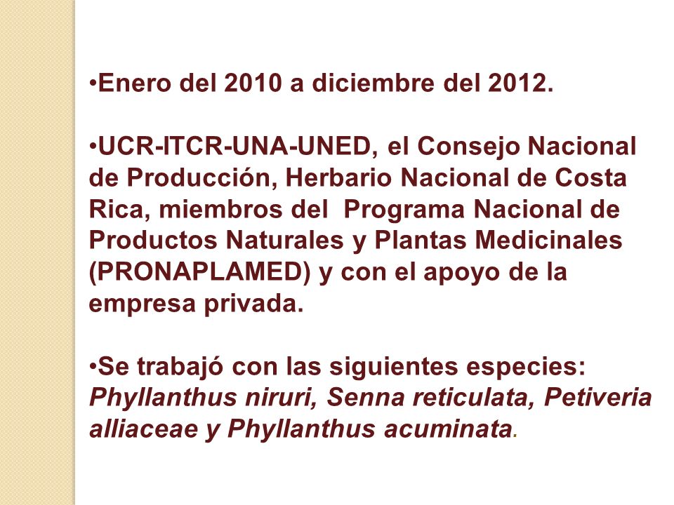 Enero del 2010 a diciembre del 2012.