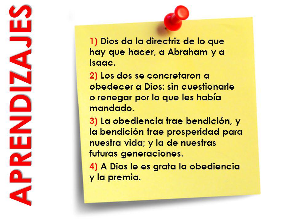 1) Dios da la directriz de lo que hay que hacer, a Abraham y a Isaac.