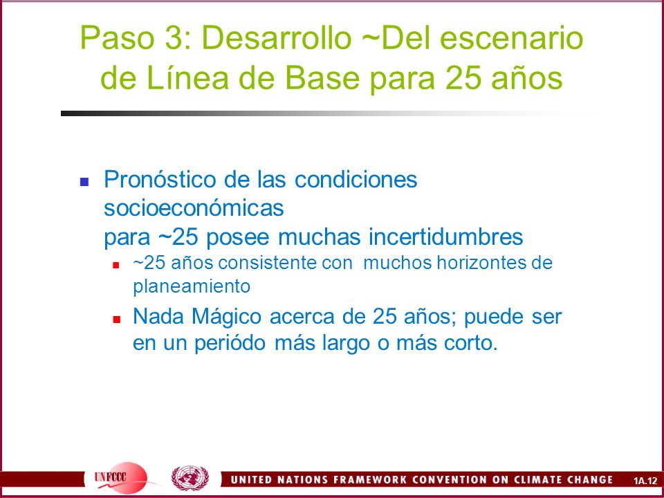 Paso 3: Desarrollo ~Del escenario de Línea de Base para 25 años