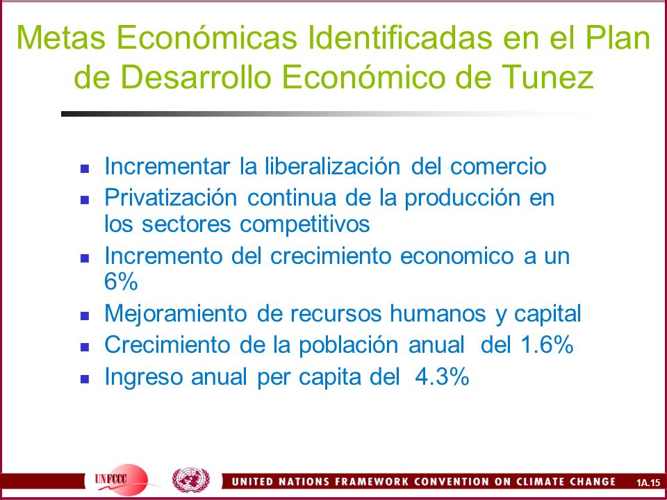 Metas Económicas Identificadas en el Plan de Desarrollo Económico de Tunez