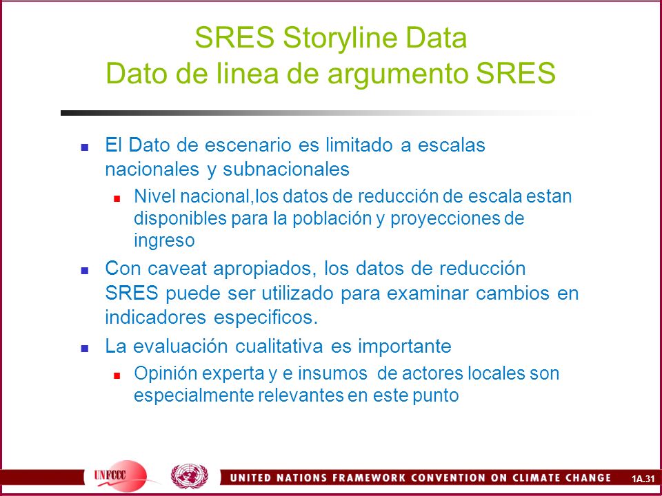 SRES Storyline Data Dato de linea de argumento SRES