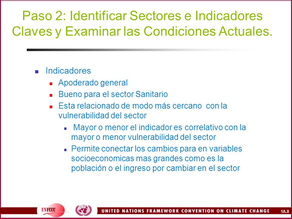Paso 2: Identificar Sectores e Indicadores Claves y Examinar las Condiciones Actuales.