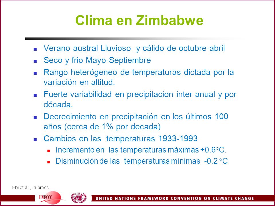 Clima en Zimbabwe Verano austral Lluvioso y cálido de octubre-abril