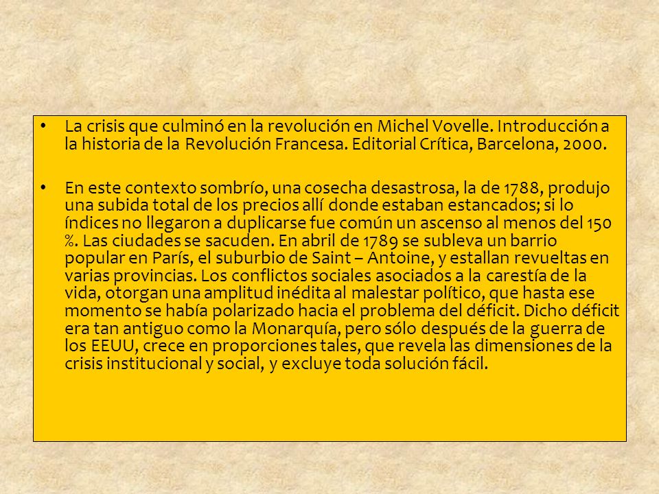 La crisis que culminó en la revolución en Michel Vovelle