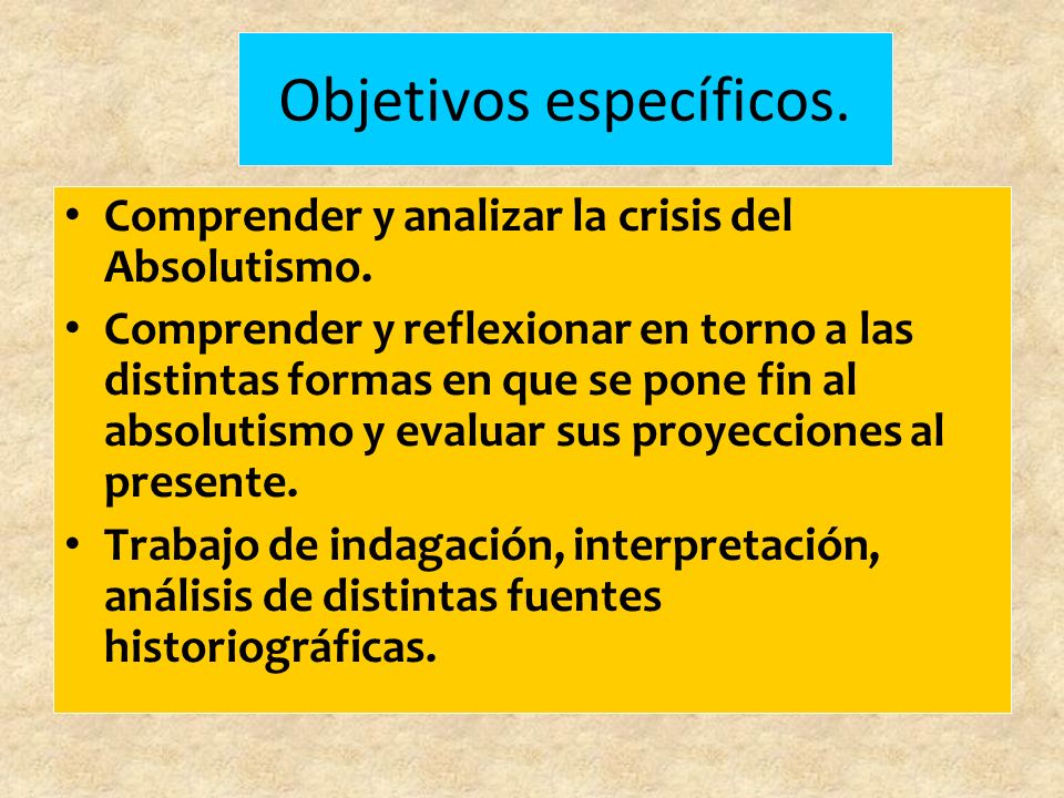 Objetivos específicos.