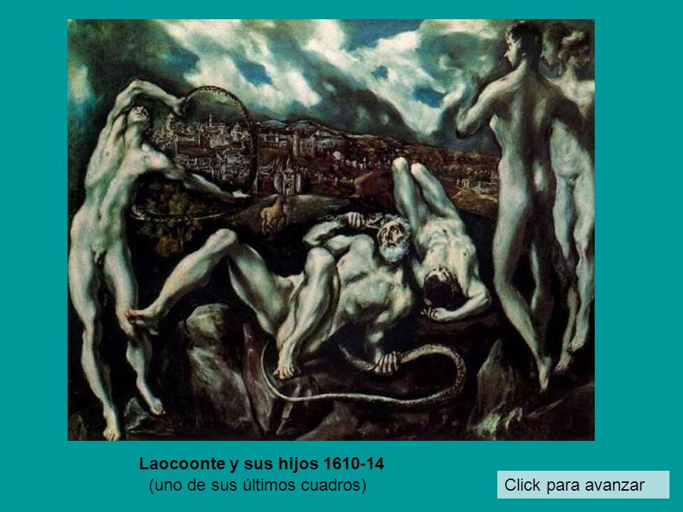 Laocoonte y sus hijos (uno de sus últimos cuadros) Click para avanzar