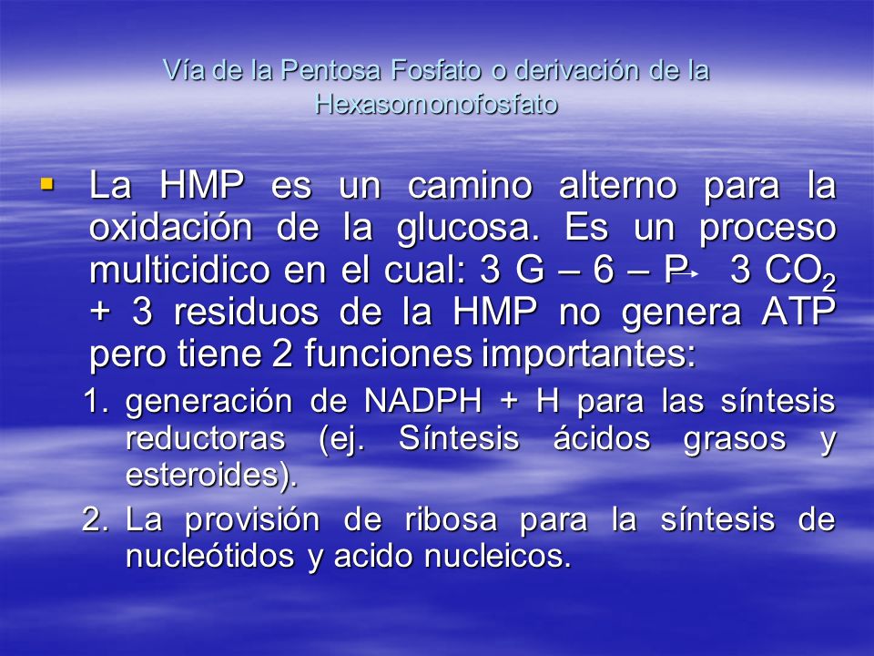 Vía de la Pentosa Fosfato o derivación de la Hexasomonofosfato
